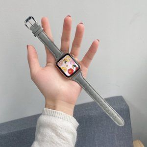 NEW[BAND] Slim GRAY Strap Leather For Apple Watch